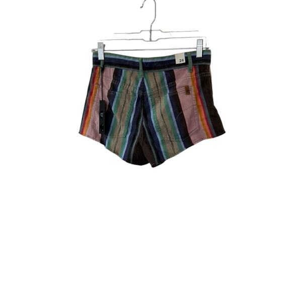 Joe's Jeans Denim Jean Cutoff Multi-Color Striped Waist Low Rise Shorts 24 New - Picture 4 of 7